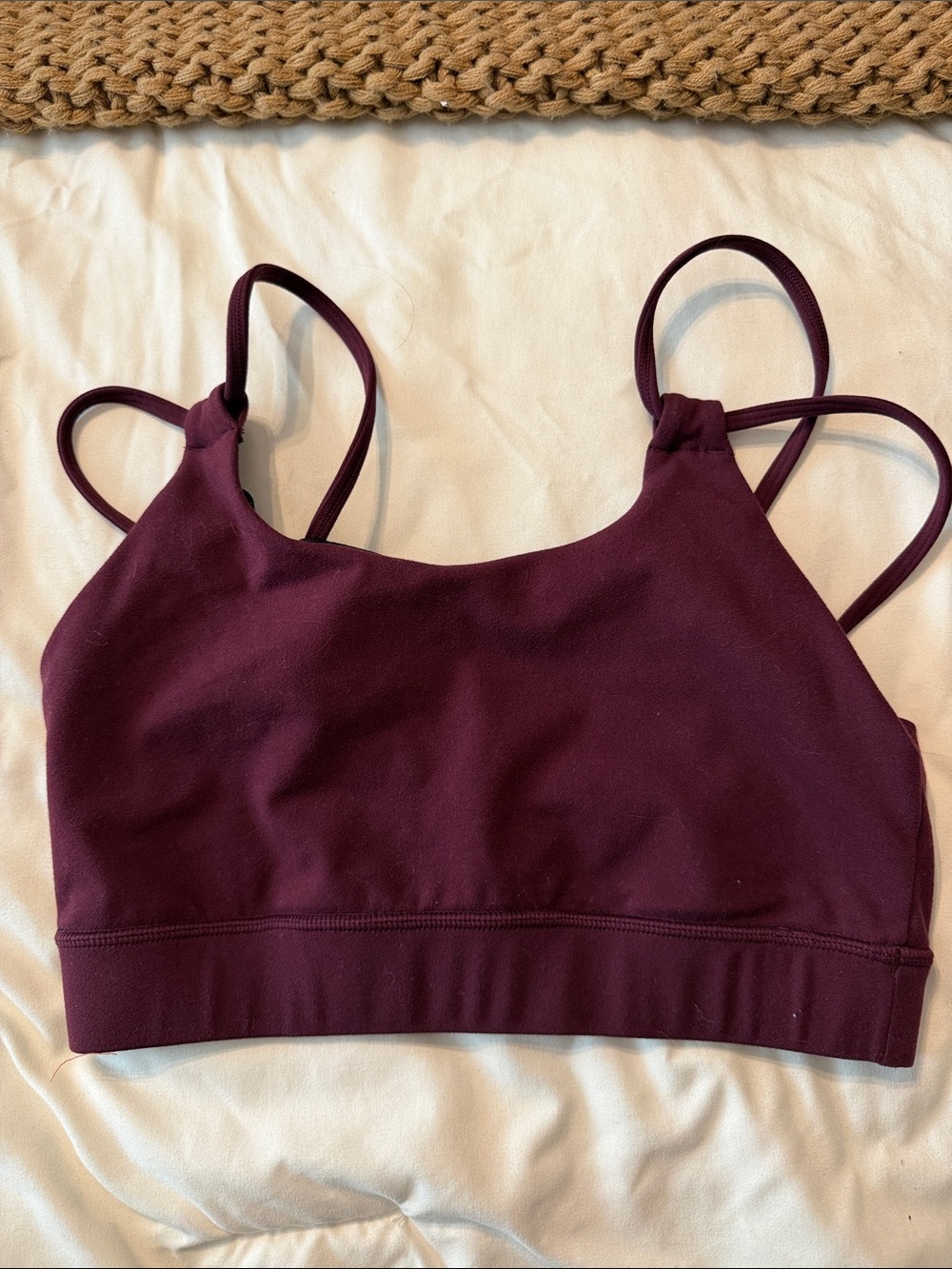 Strappy Crop Sports Bra in Deep Plum